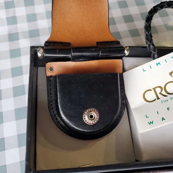 Croton Quartz Analog Pocket Watch Leather Pouch
